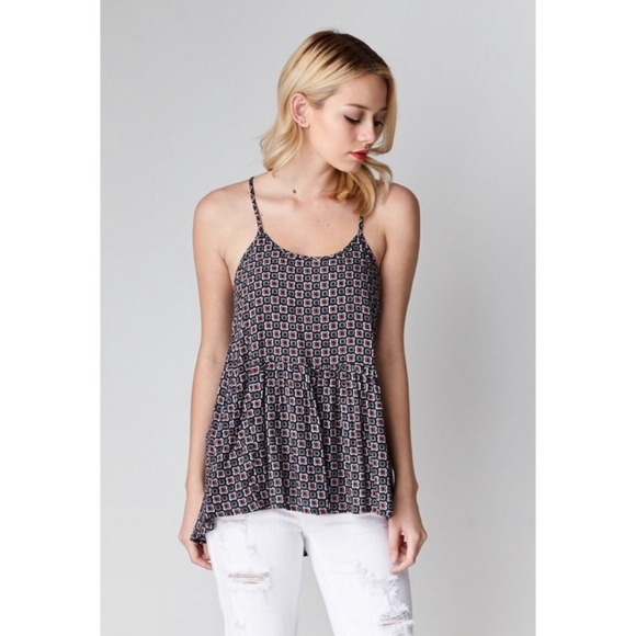 Ganji- Los Angeles Tops - Navy Tank w/Medallion Print